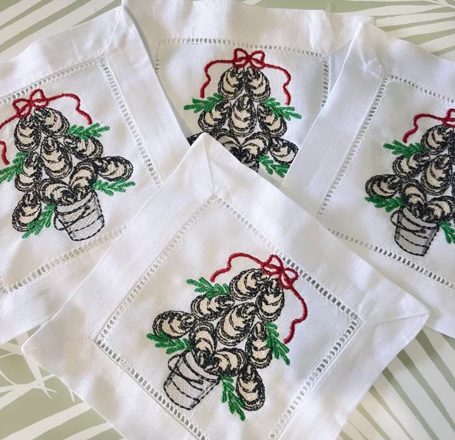 Oyster Christmas Cocktail Linens