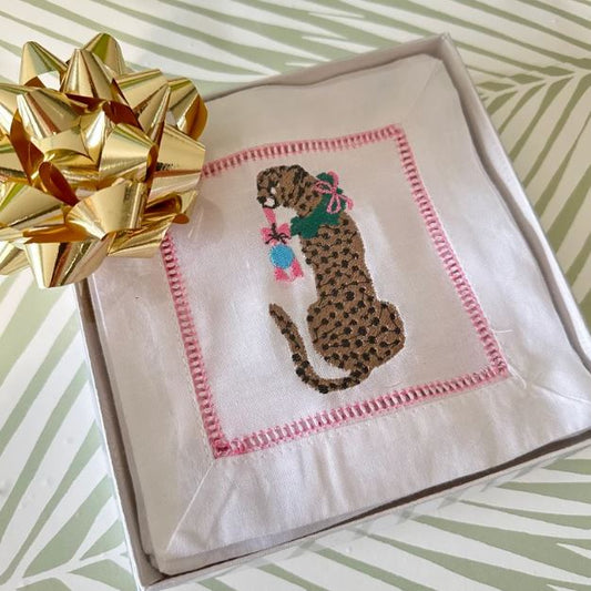 Christmas Cheetah Cocktail Linens