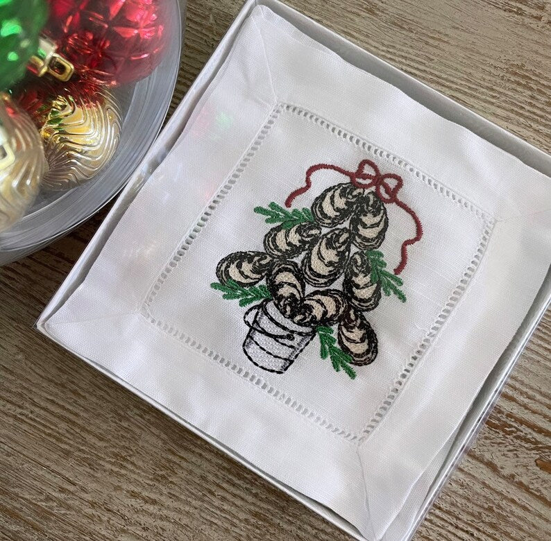 Oyster Christmas Cocktail Linens